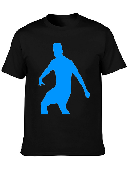 Black T-Shirt with Blue Silhouette Graphic