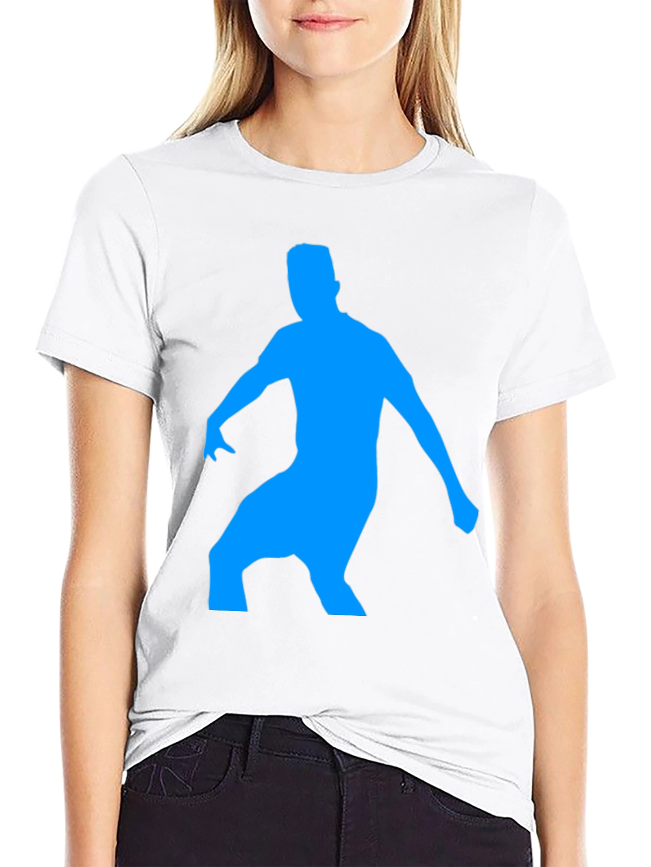 Black T-Shirt with Blue Silhouette Graphic