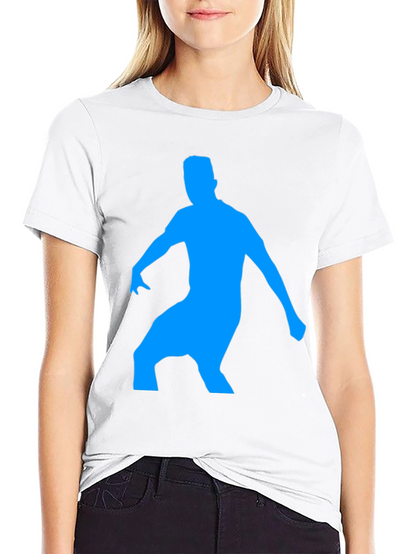 Black T-Shirt with Blue Silhouette Graphic