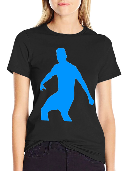 Black T-Shirt with Blue Silhouette Graphic
