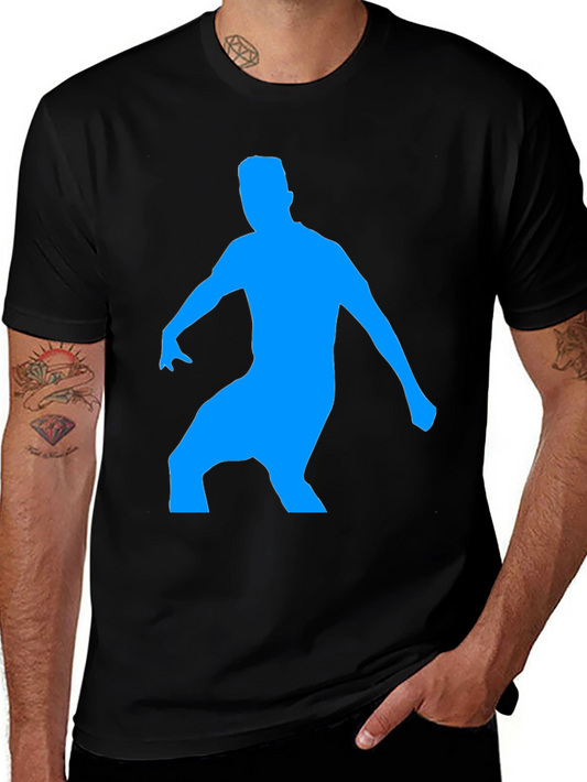Black T-Shirt with Blue Silhouette Graphic