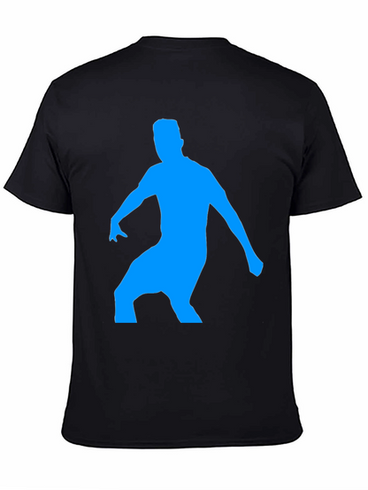 Black T-Shirt with Blue Silhouette Graphic