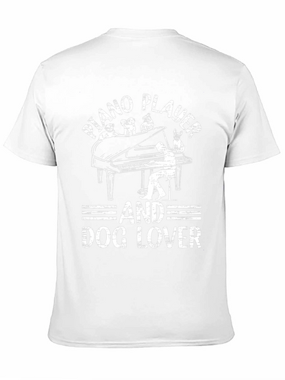 Piano Player and Dog Lover Black T-Shirt