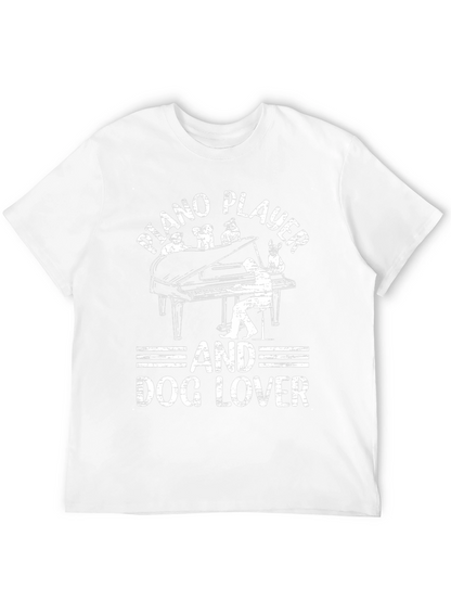 Piano Player and Dog Lover Black T-Shirt