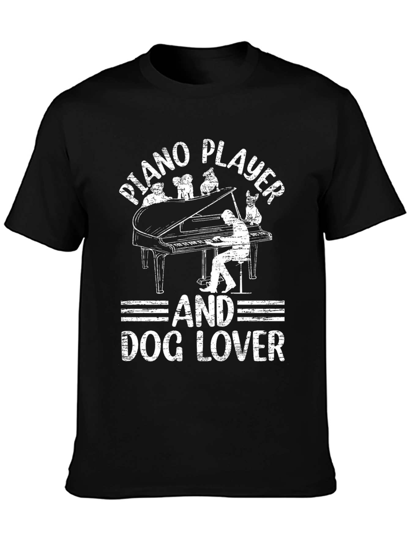 Piano Player and Dog Lover Black T-Shirt