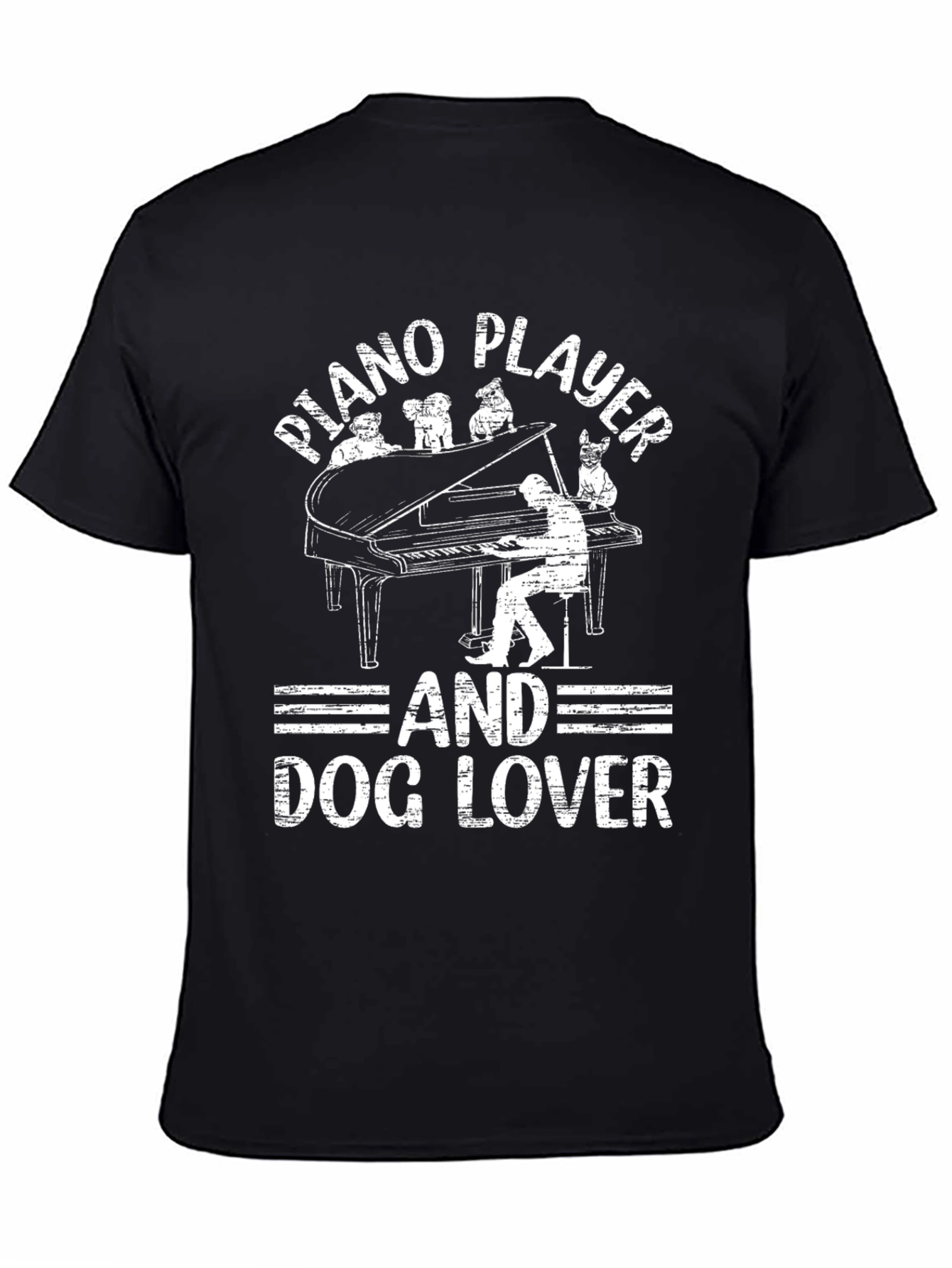 Piano Player and Dog Lover Black T-Shirt