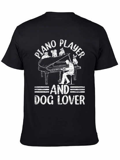 Piano Player and Dog Lover Black T-Shirt