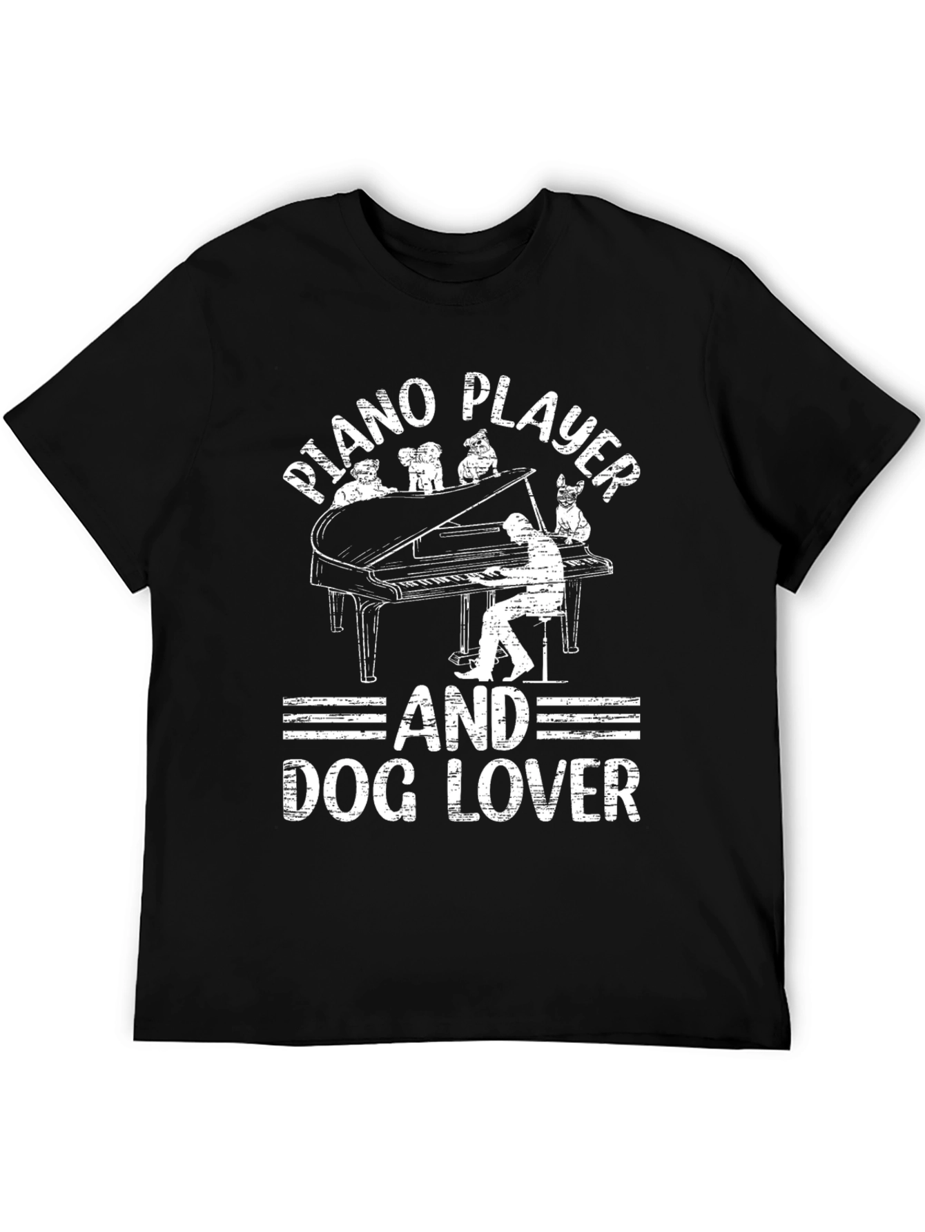 Piano Player and Dog Lover Black T-Shirt