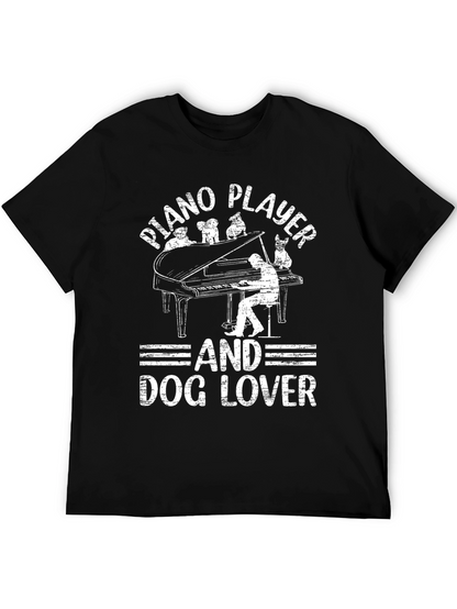 Piano Player and Dog Lover Black T-Shirt