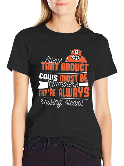 Aliens Abduct Cows Gamblers T-Shirt