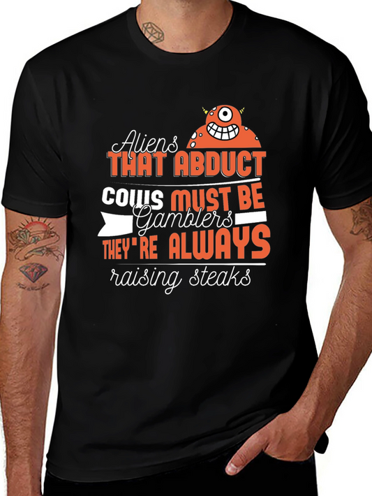 Aliens Abduct Cows Gamblers T-Shirt