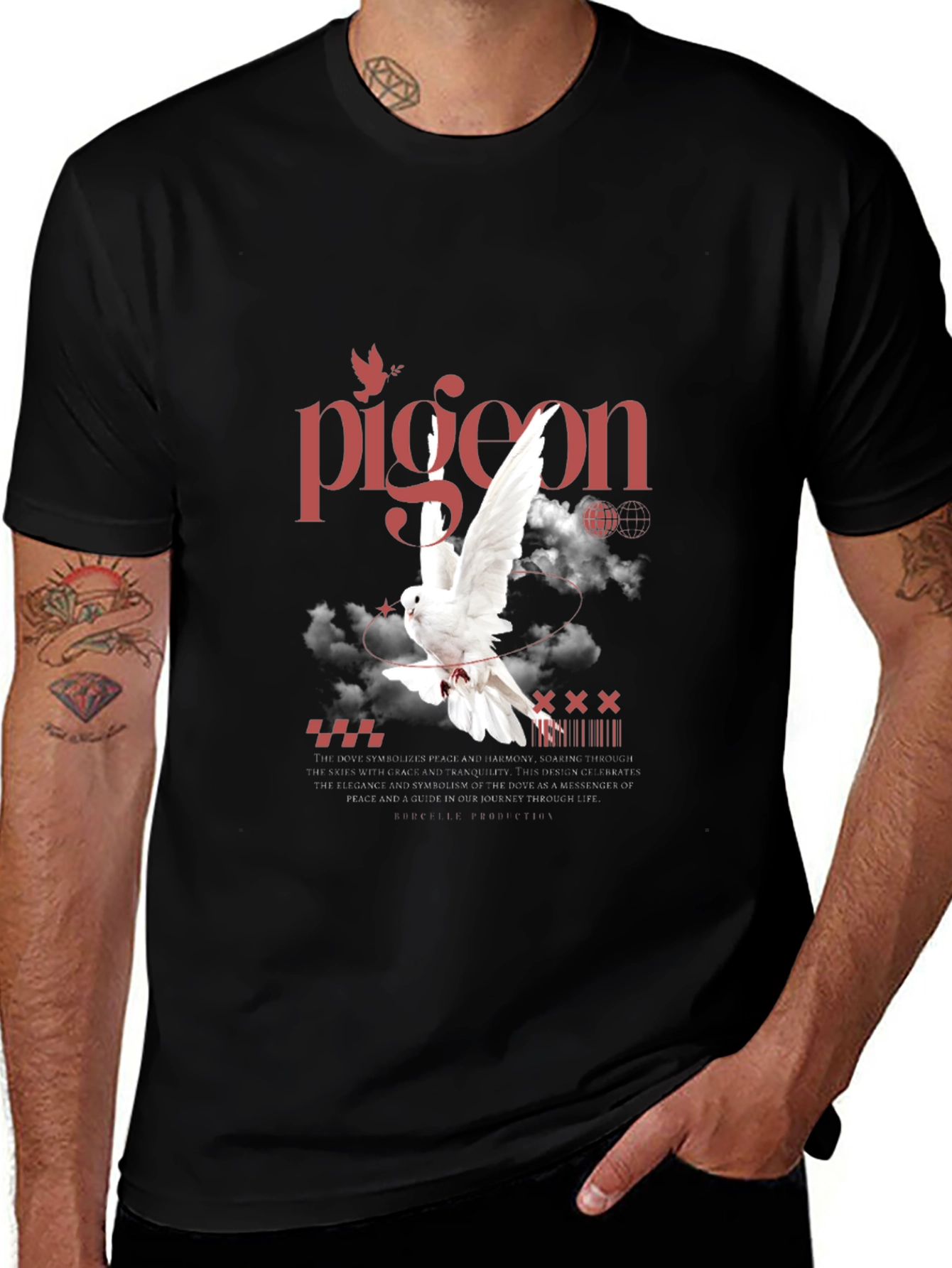 Pigeon Graphic Print T-Shirt - Peace & Tranquility
