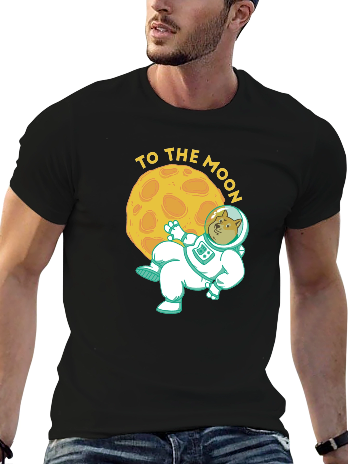 Doge To The Moon Black Graphic Tee