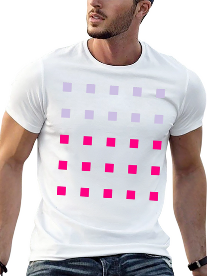 Geometric Squares Pattern T-Shirt - Black