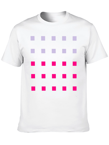 Geometric Squares Pattern T-Shirt - Black