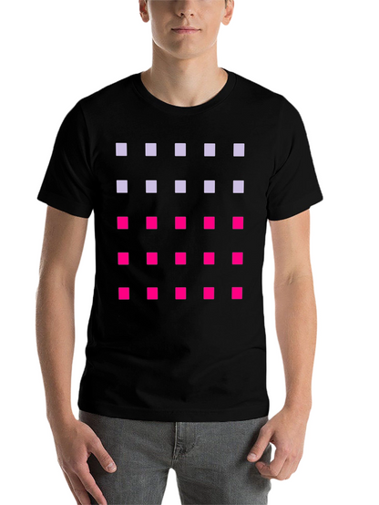 Geometric Squares Pattern T-Shirt - Black