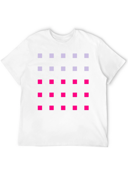 Geometric Squares Pattern T-Shirt - Black