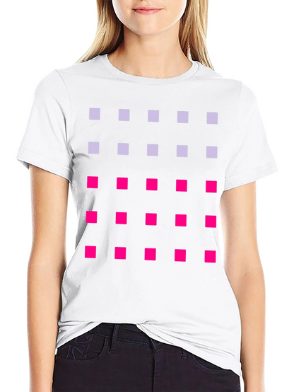 Geometric Squares Pattern T-Shirt - Black