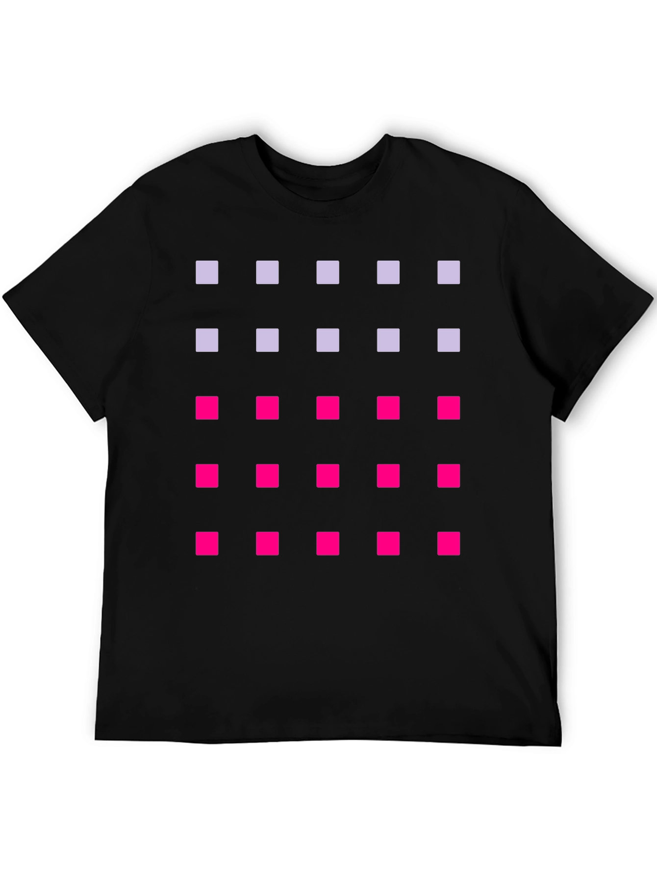 Geometric Squares Pattern T-Shirt - Black