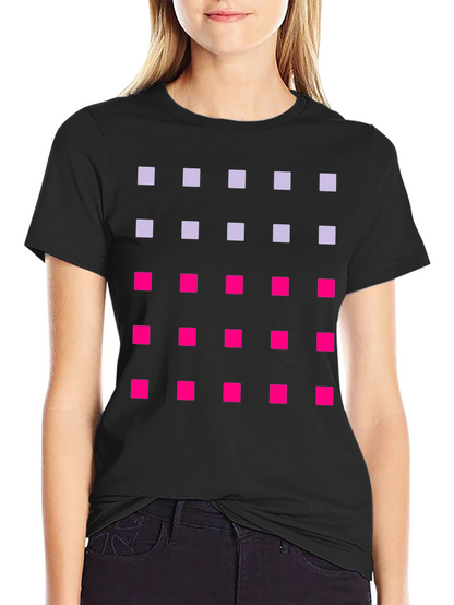 Geometric Squares Pattern T-Shirt - Black