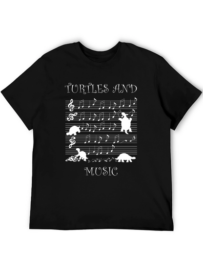 Turtles and Music Black Graphic T-Shirt