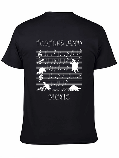 Turtles and Music Black Graphic T-Shirt