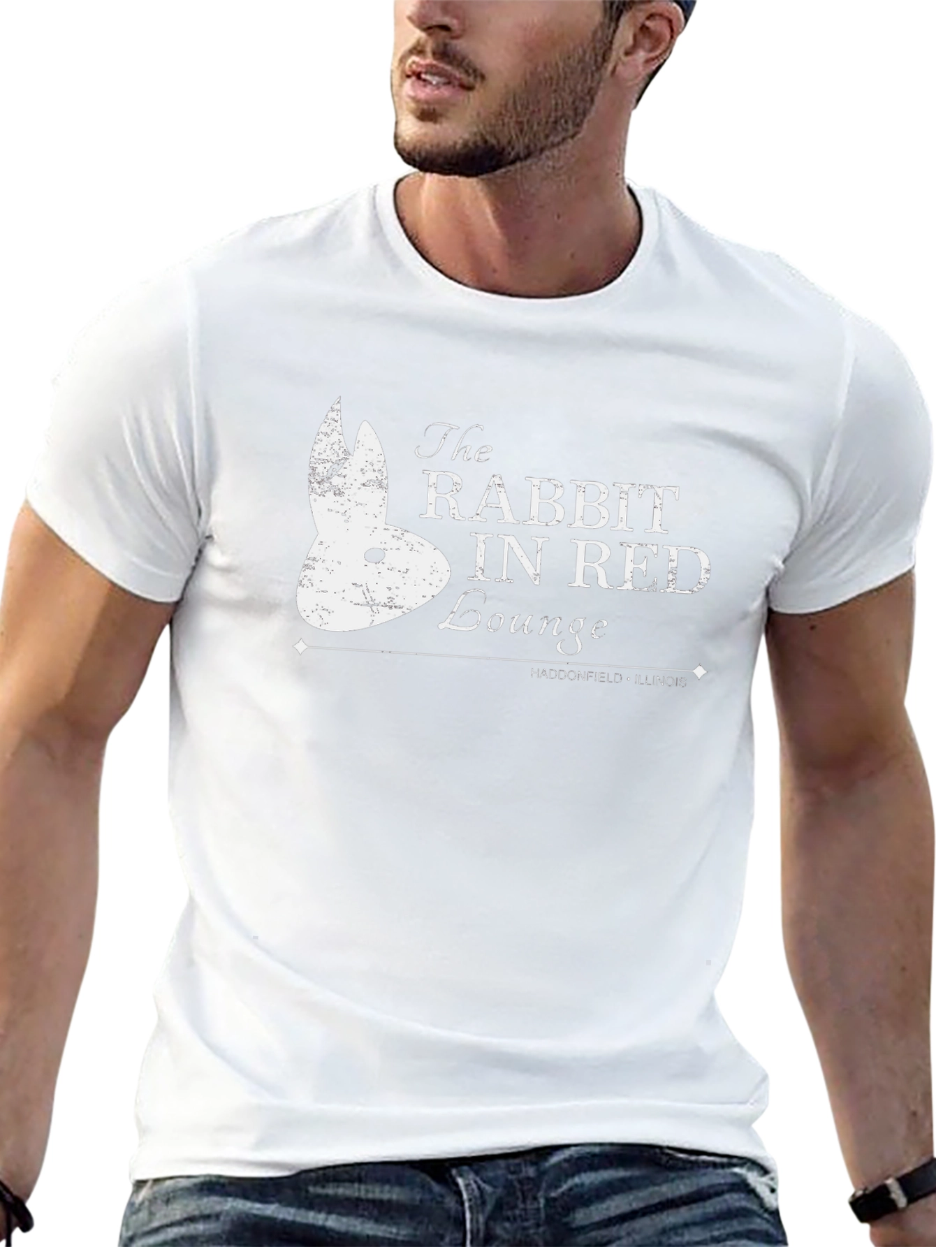Rabbit In Red Lounge T-Shirt - Haddonfield Illinois