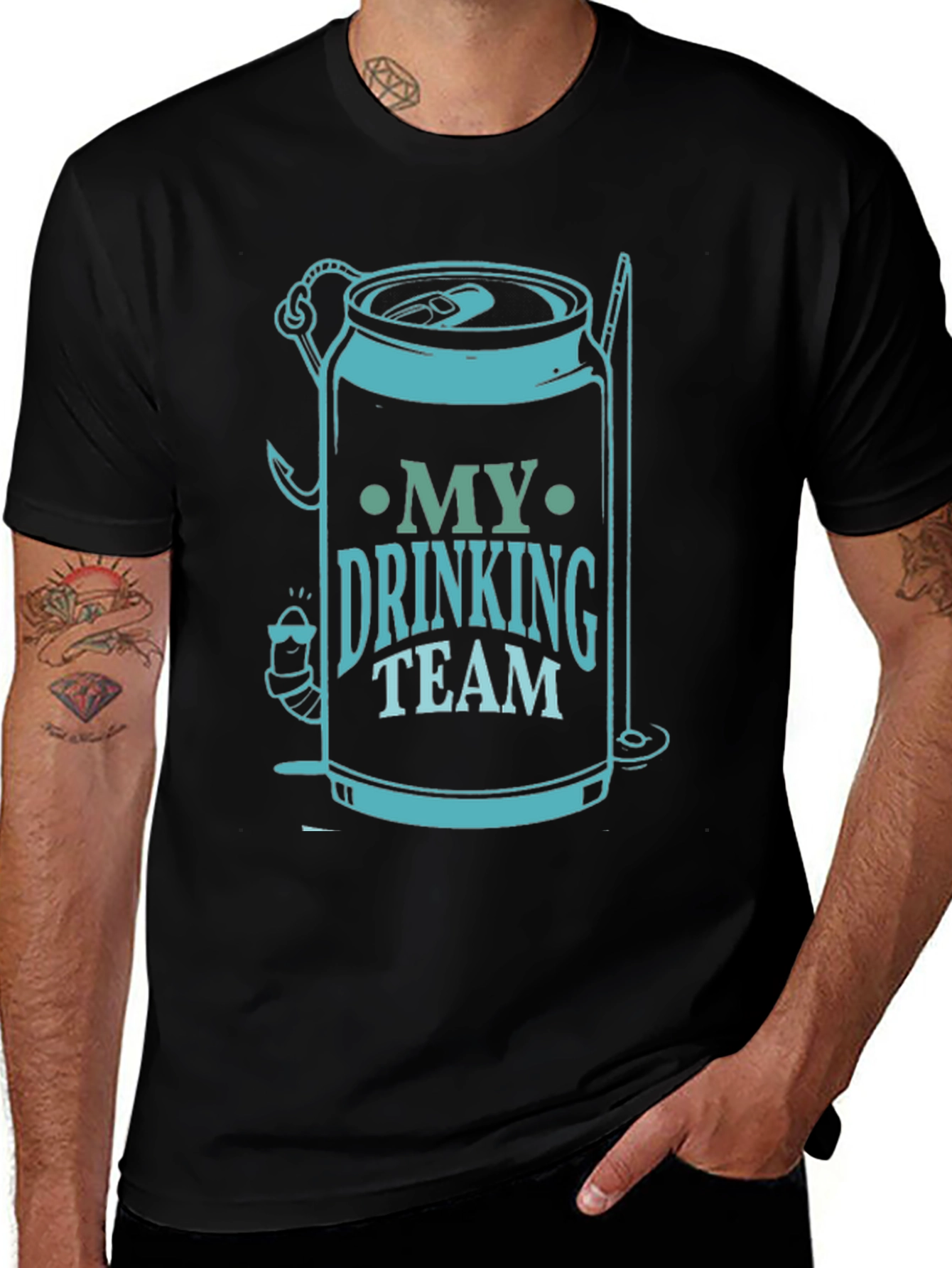 My Drinking Team Black Graphic T-Shirt