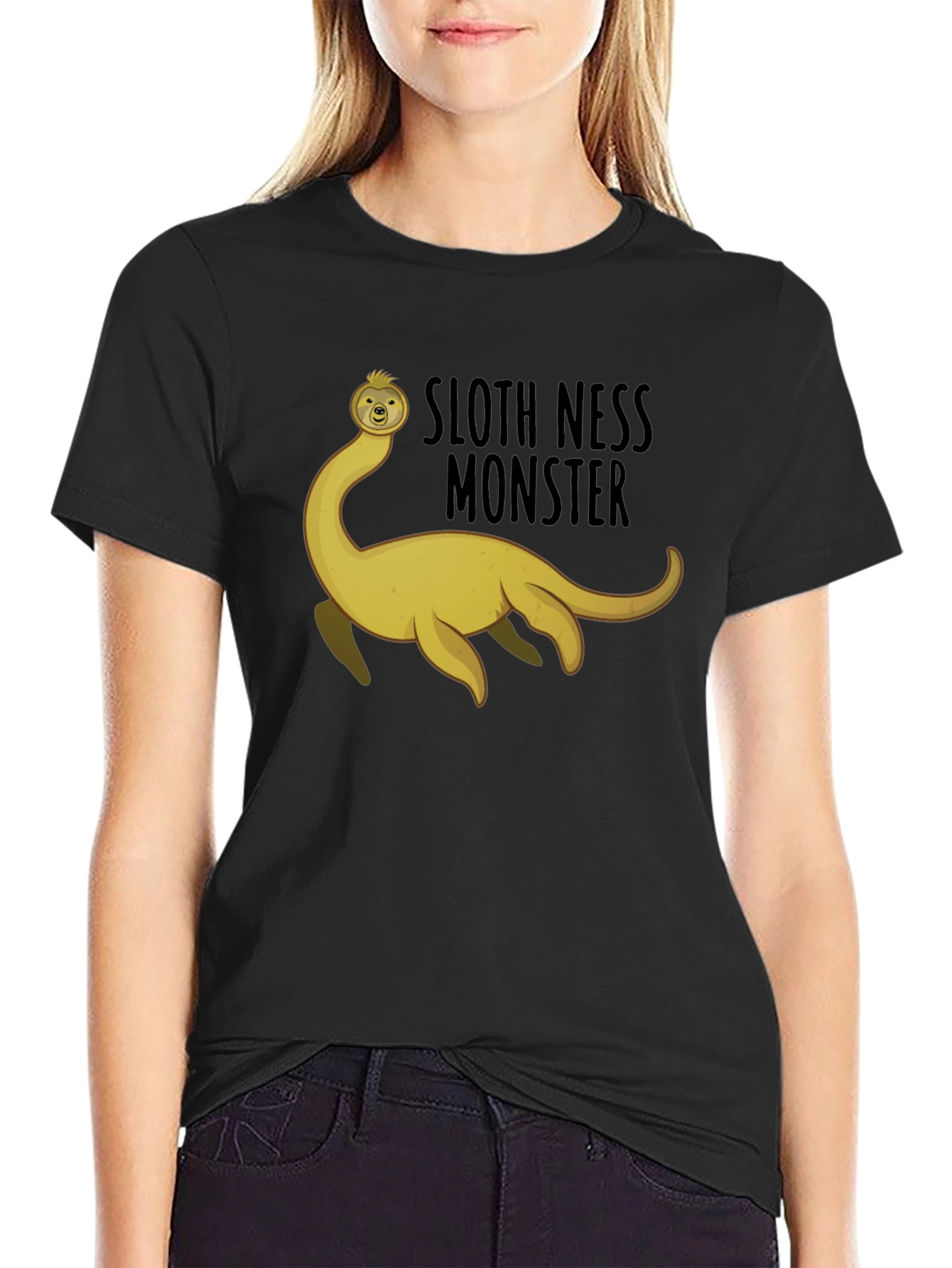Sloth Ness Monster Black T-Shirt
