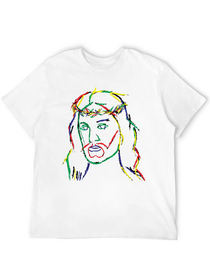 Neon Jesus Graphic Tee - Black Cotton Blend T-Shirt