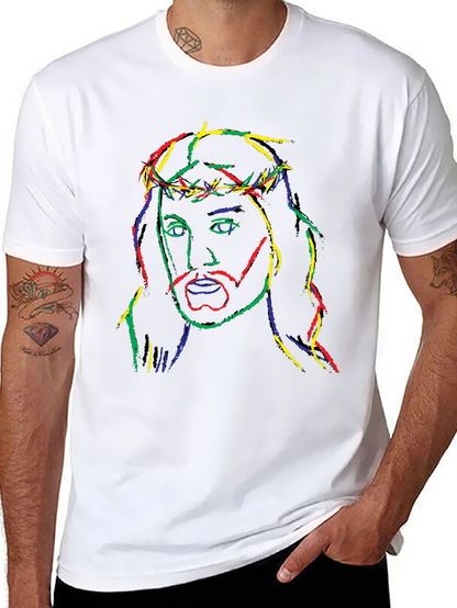 Neon Jesus Graphic Tee - Black Cotton Blend T-Shirt