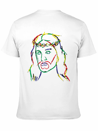 Neon Jesus Graphic Tee - Black Cotton Blend T-Shirt