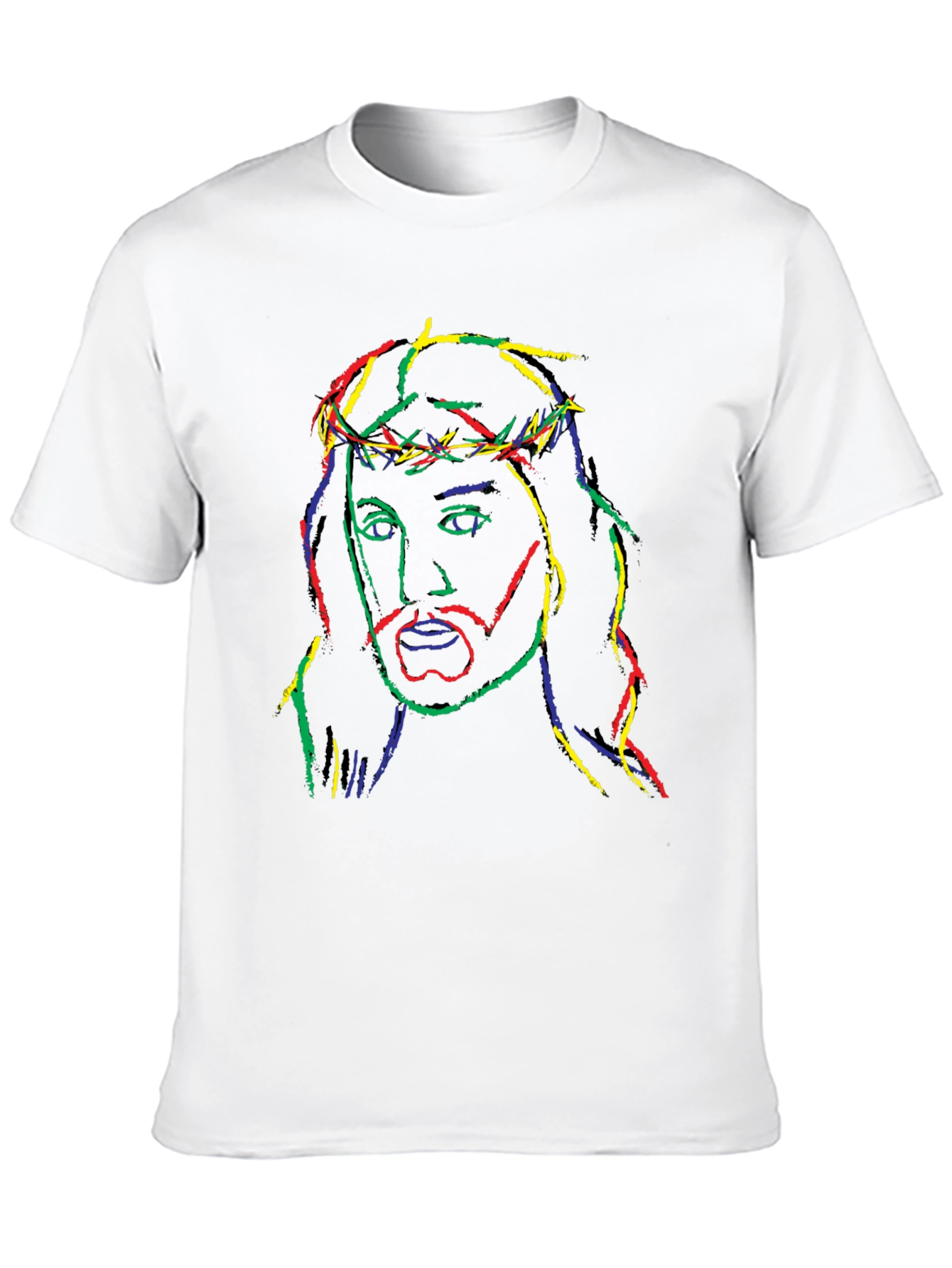 Neon Jesus Graphic Tee - Black Cotton Blend T-Shirt