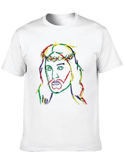 Neon Jesus Graphic Tee - Black Cotton Blend T-Shirt