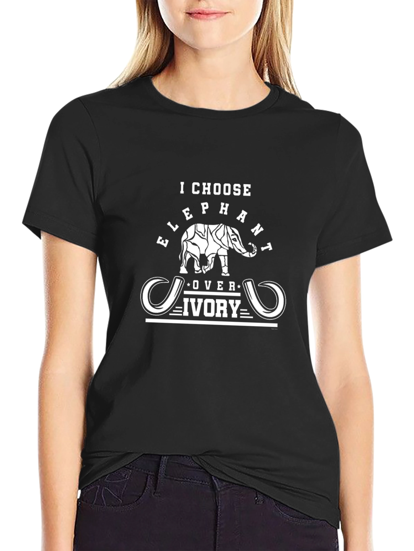 I Choose Elephant Over Ivory Black Graphic T-Shirt