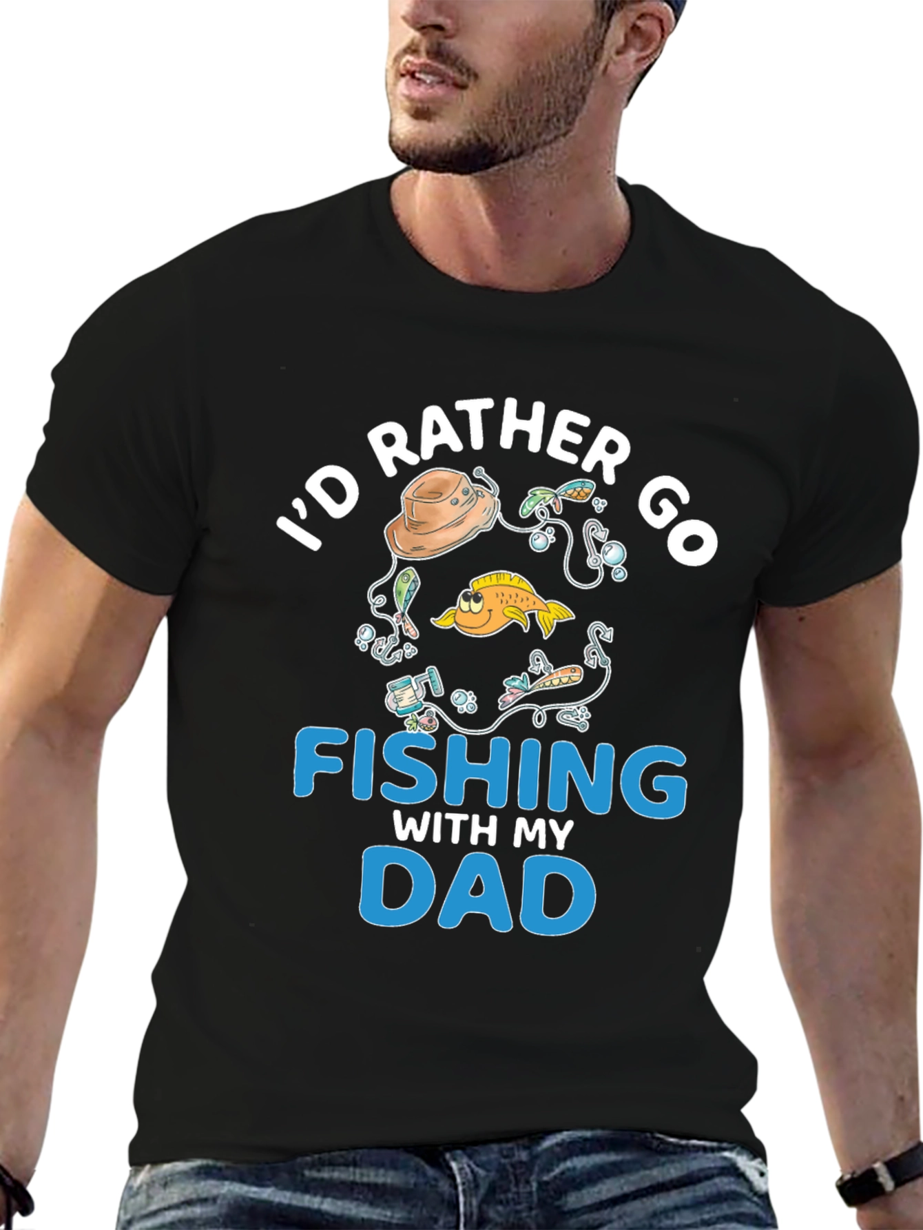 Fishing Dad T-Shirt - Id Rather Go