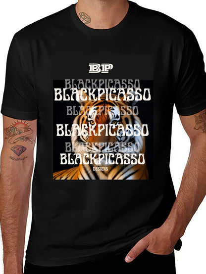 Black Picasso Tiger Graphic Tee