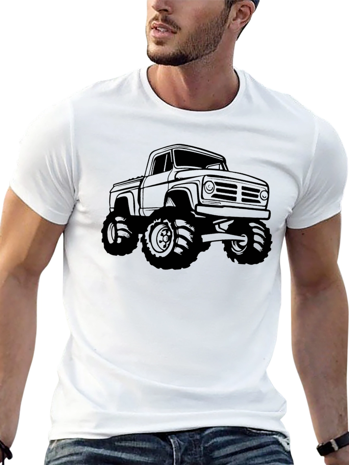 Monster Truck Graphic Tee - Black Cotton T-Shirt