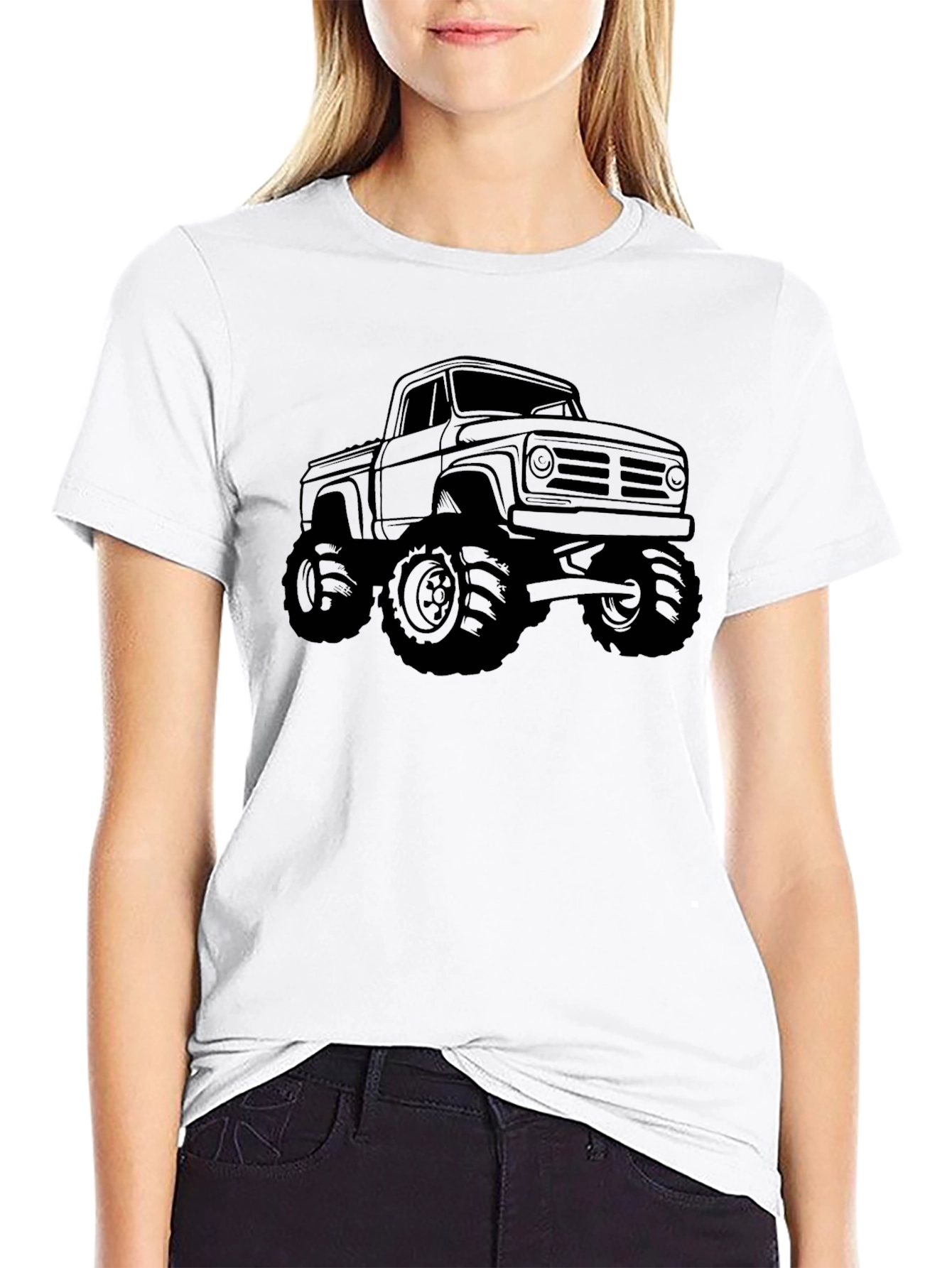 Monster Truck Graphic Tee - Black Cotton T-Shirt
