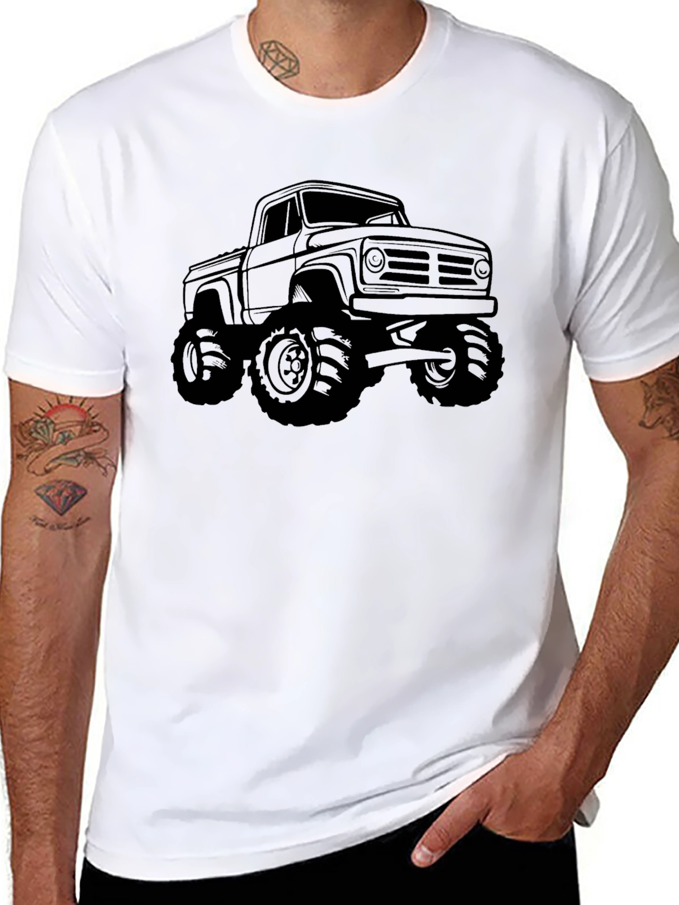Monster Truck Graphic Tee - Black Cotton T-Shirt