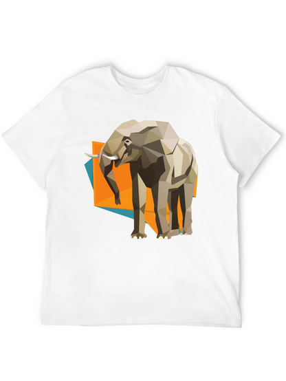 Geometric Elephant Graphic Tee - Modern Artistic Design