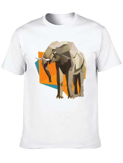 Geometric Elephant Graphic Tee - Modern Artistic Design