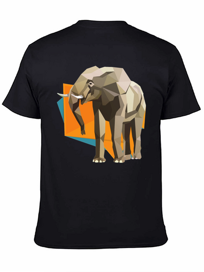 Geometric Elephant Graphic Tee - Modern Artistic Design