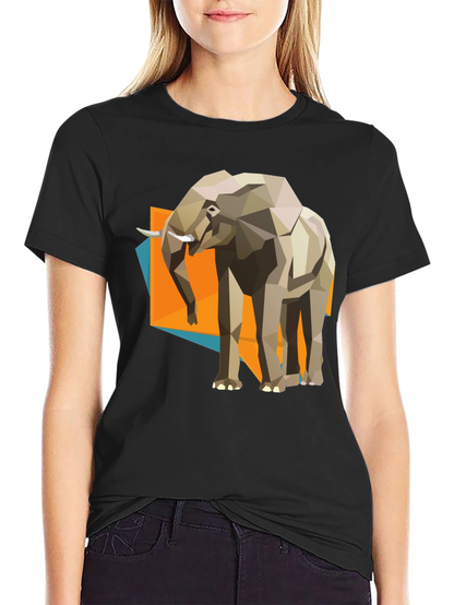 Geometric Elephant Graphic Tee - Modern Artistic Design