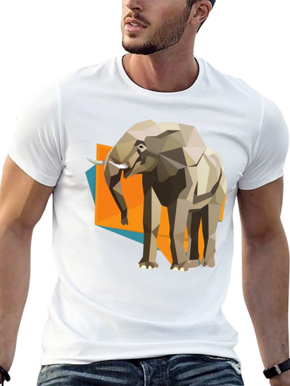 Geometric Elephant Graphic Tee - Modern Artistic Design