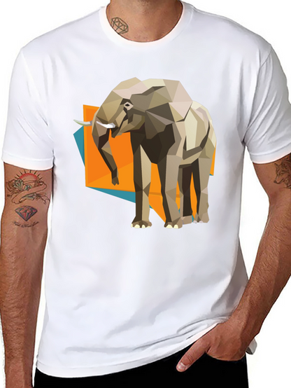 Geometric Elephant Graphic Tee - Modern Artistic Design