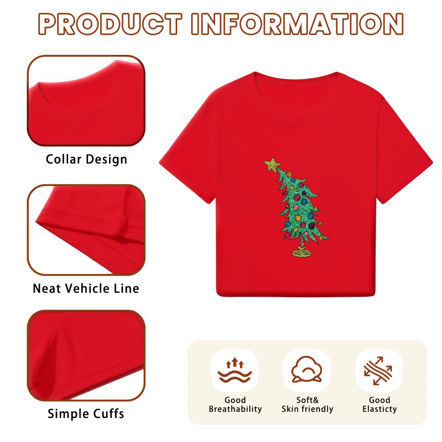 Vintage Glitter Christmas Tree Holiday Vibe Crop Top