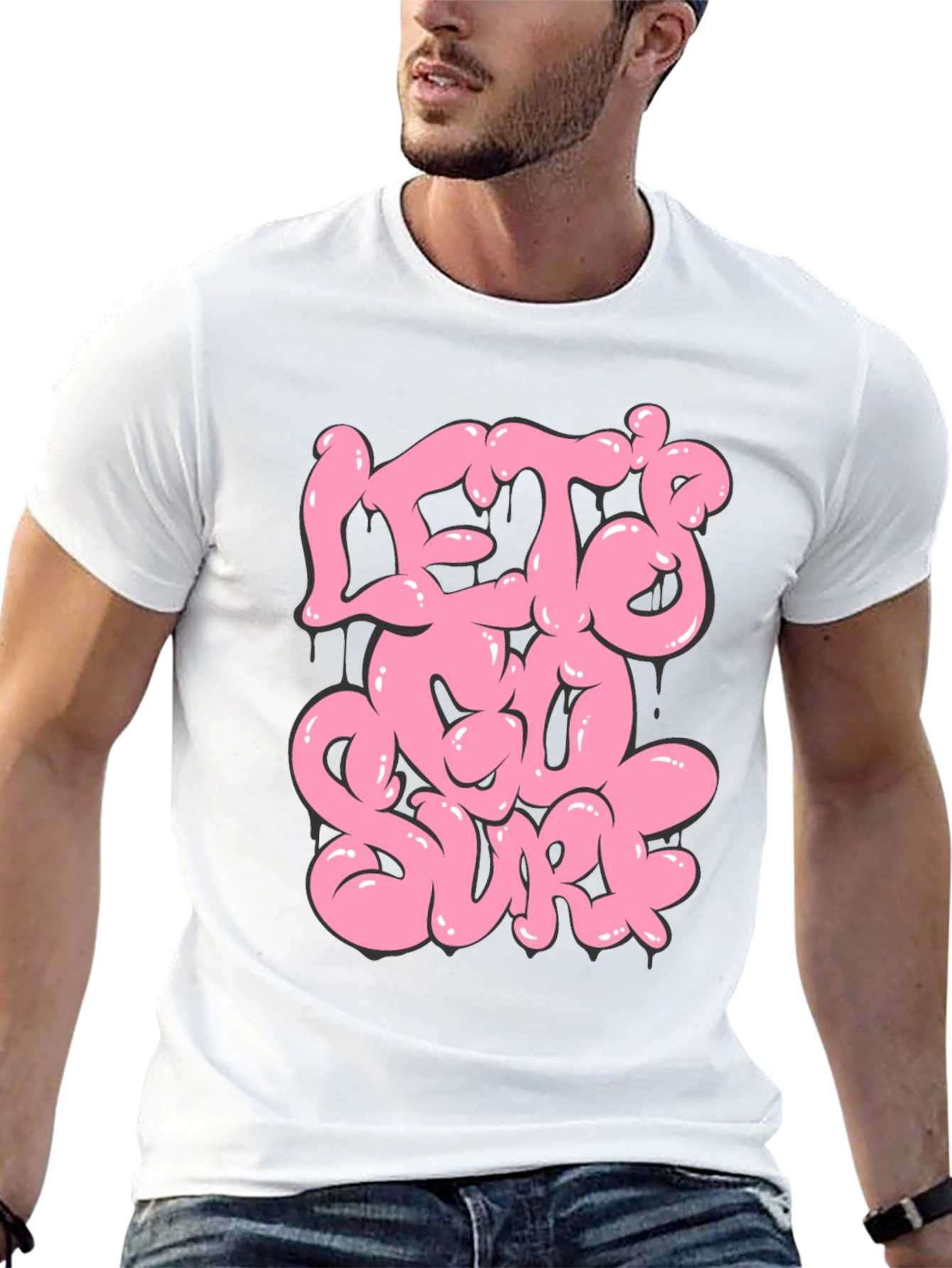 Lets Go Surf Graphic T-Shirt - Black