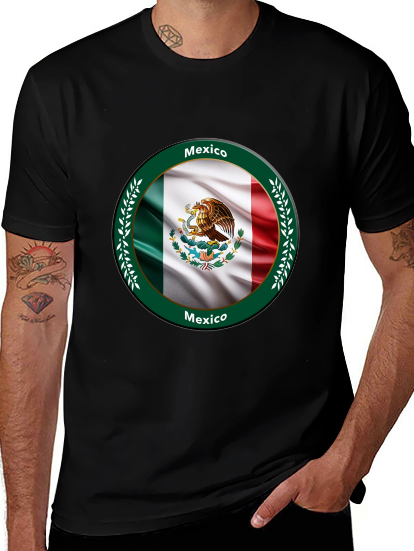 Mexico Flag Black T-Shirt