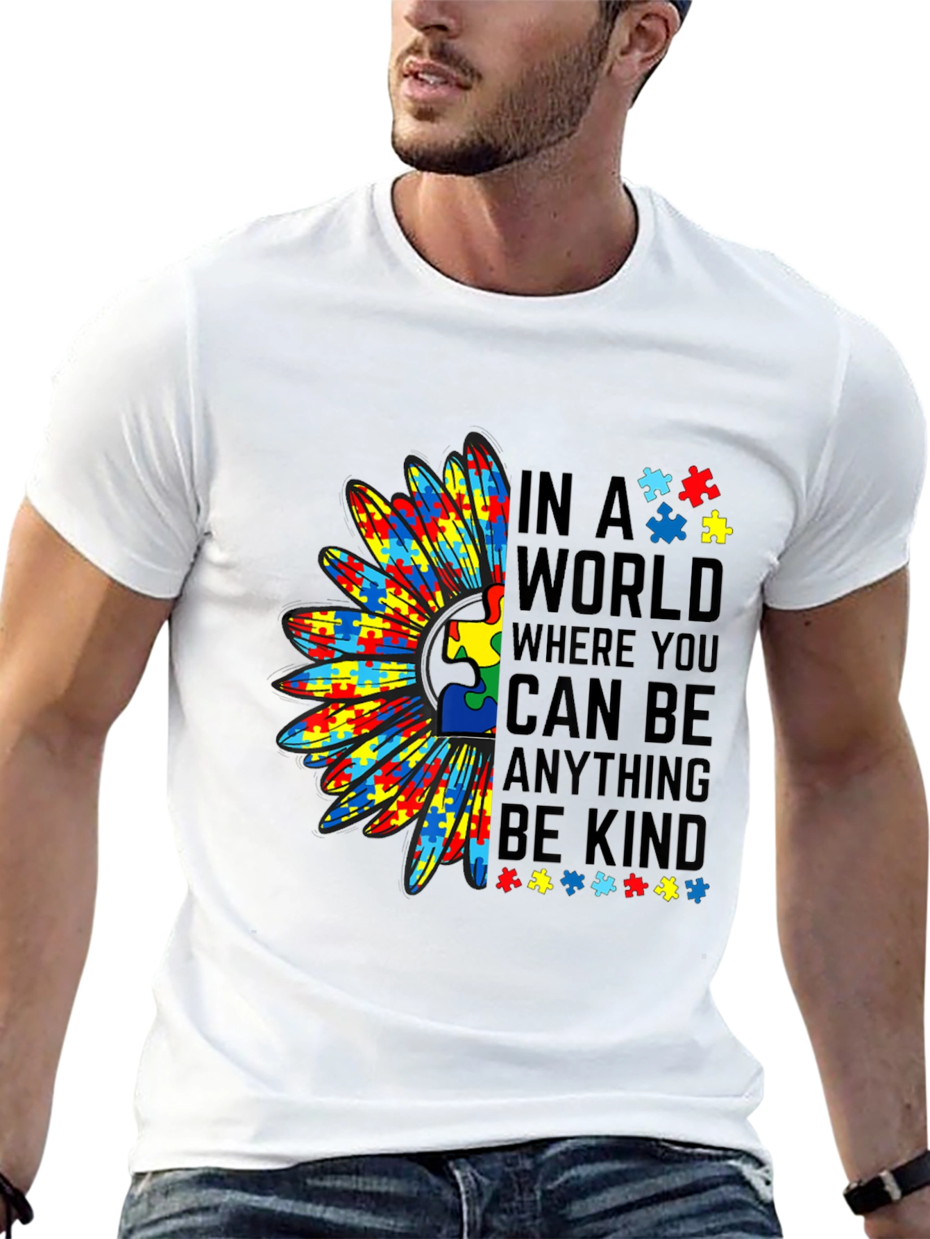 Autism Awareness Sunflower Graphic T-Shirt